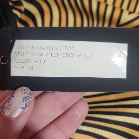 Nordstrom Standard Issue Gold Mesh Crop Polo - Picture 7 of 7